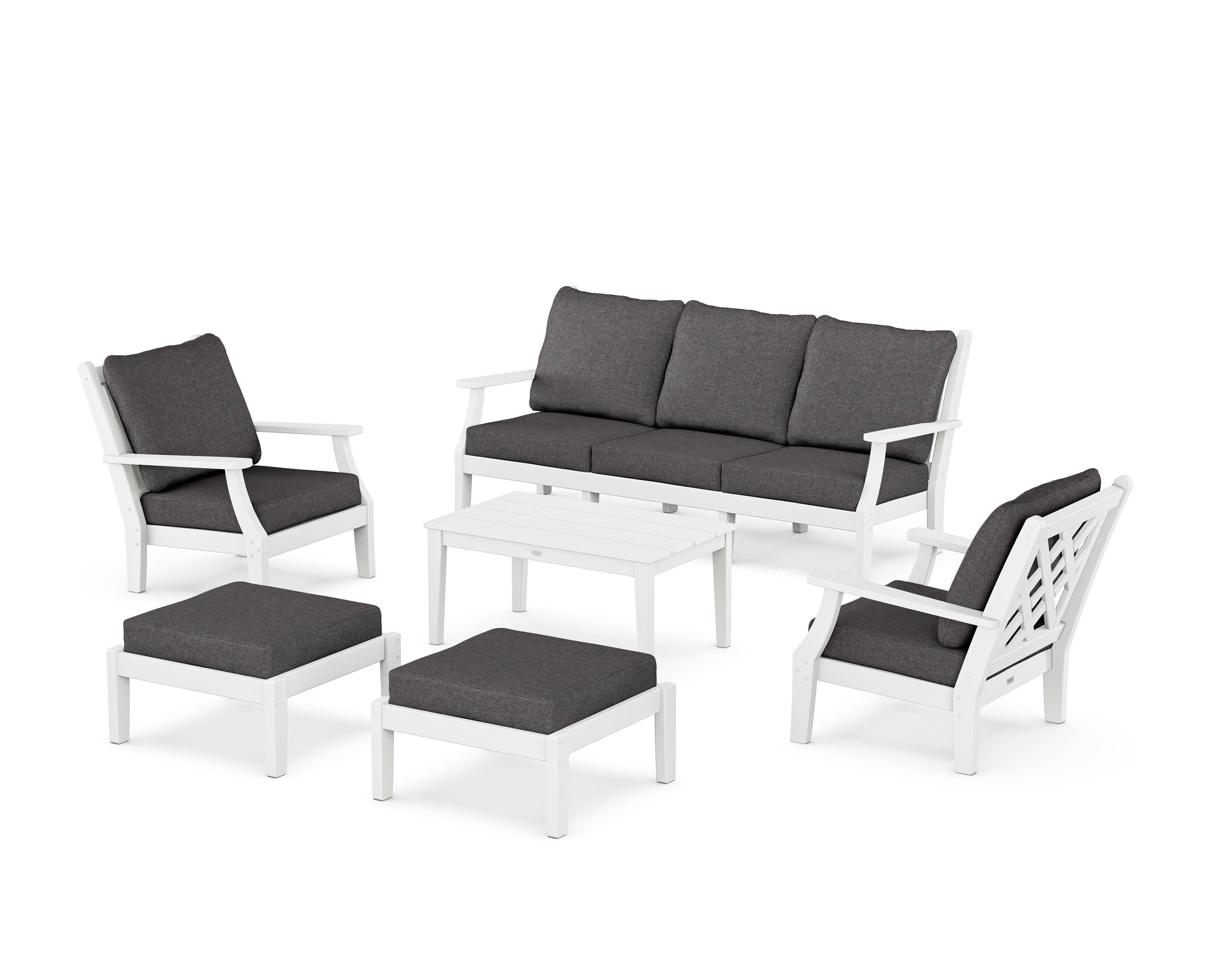 Country Living Wovendale 6-Piece Lounge Sofa Set in White / Ash Charcoal