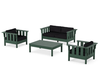 Martha Stewart by POLYWOOD® Acadia 4-Piece Deep Seating Set with Loveseat in Green / Midnight Linen