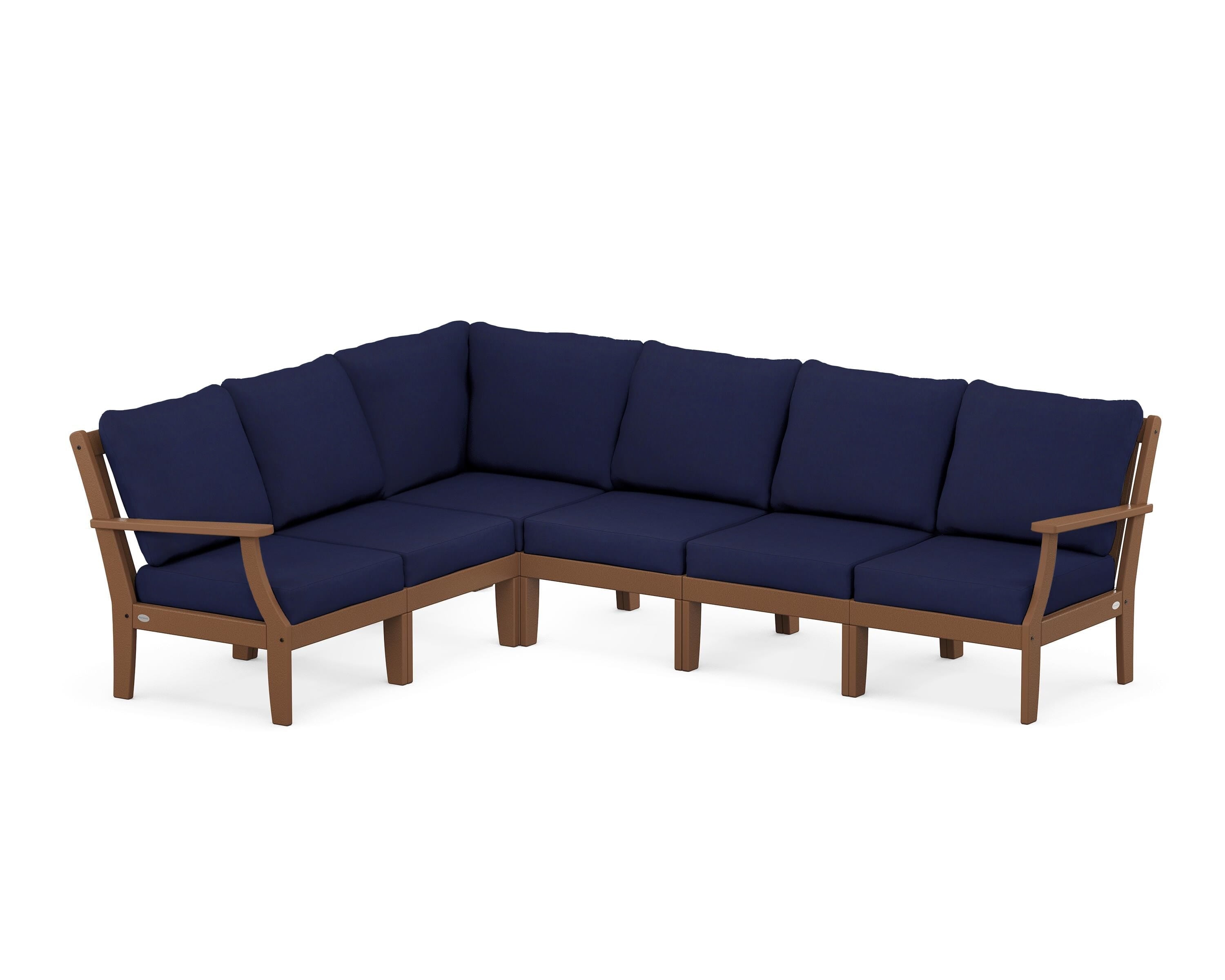POLYWOOD® Braxton Modular 6-Piece Deep Seating Set in Teak / Navy