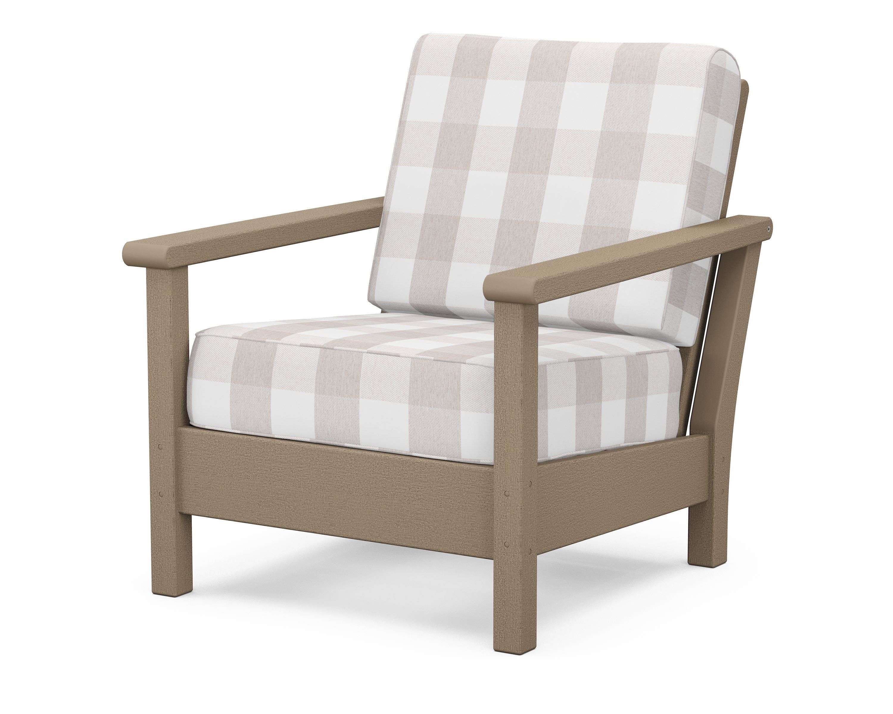 POLYWOOD® Harbour Deep Seating Chair in Vintage Sahara / Buffalo Plaid Dune Burlap