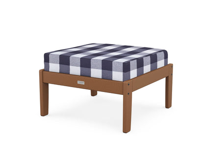 Country Living Cottage Deep Seating Ottoman in Teak / Buffalo Plaid Navy