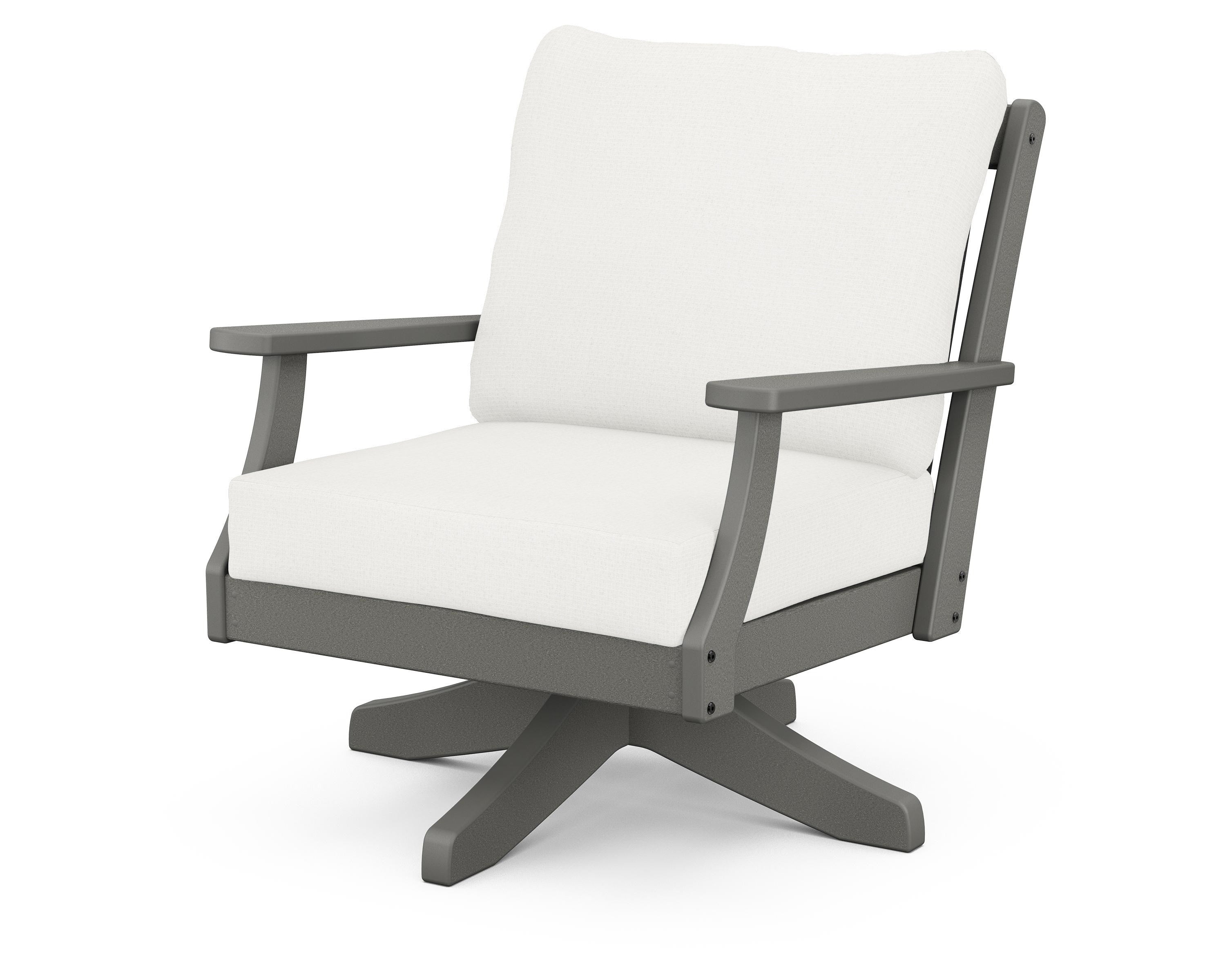 POLYWOOD® Braxton Deep Seating Swivel Chair in Slate Grey / Natural Linen