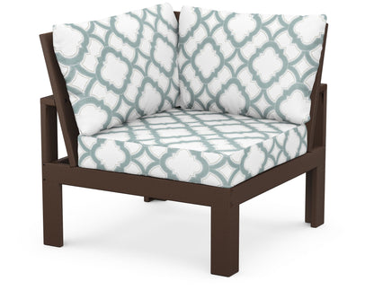 Unbranded Modular Corner Chair in Mahogany / Trellis Glacier Spa