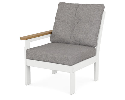 POLYWOOD® Vineyard Modular Left Arm Chair in White / Natural / Grey Mist