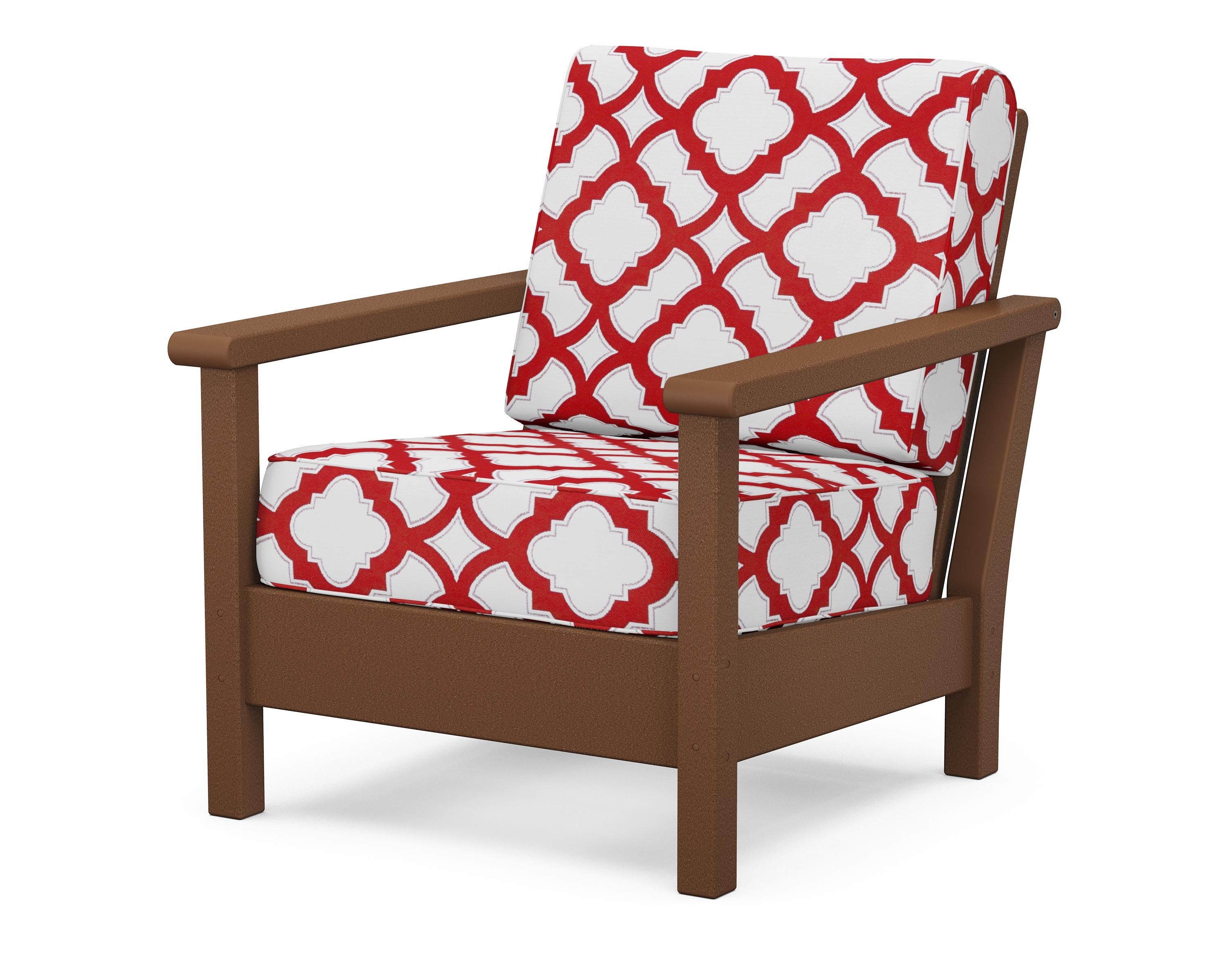 POLYWOOD® Harbour Deep Seating Chair in Teak / Trellis Crimson