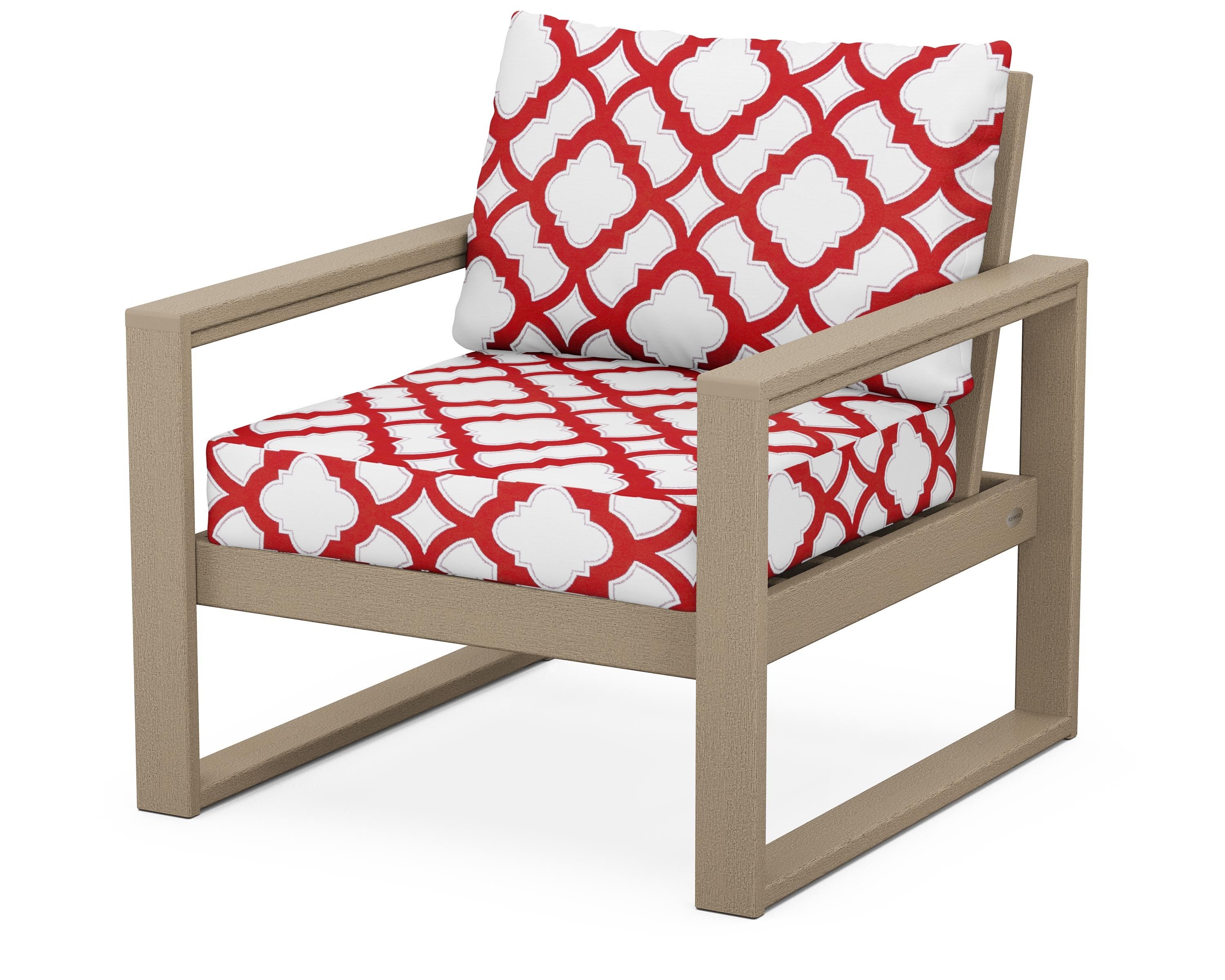 POLYWOOD® EDGE Club Chair in Vintage Sahara / Trellis Crimson