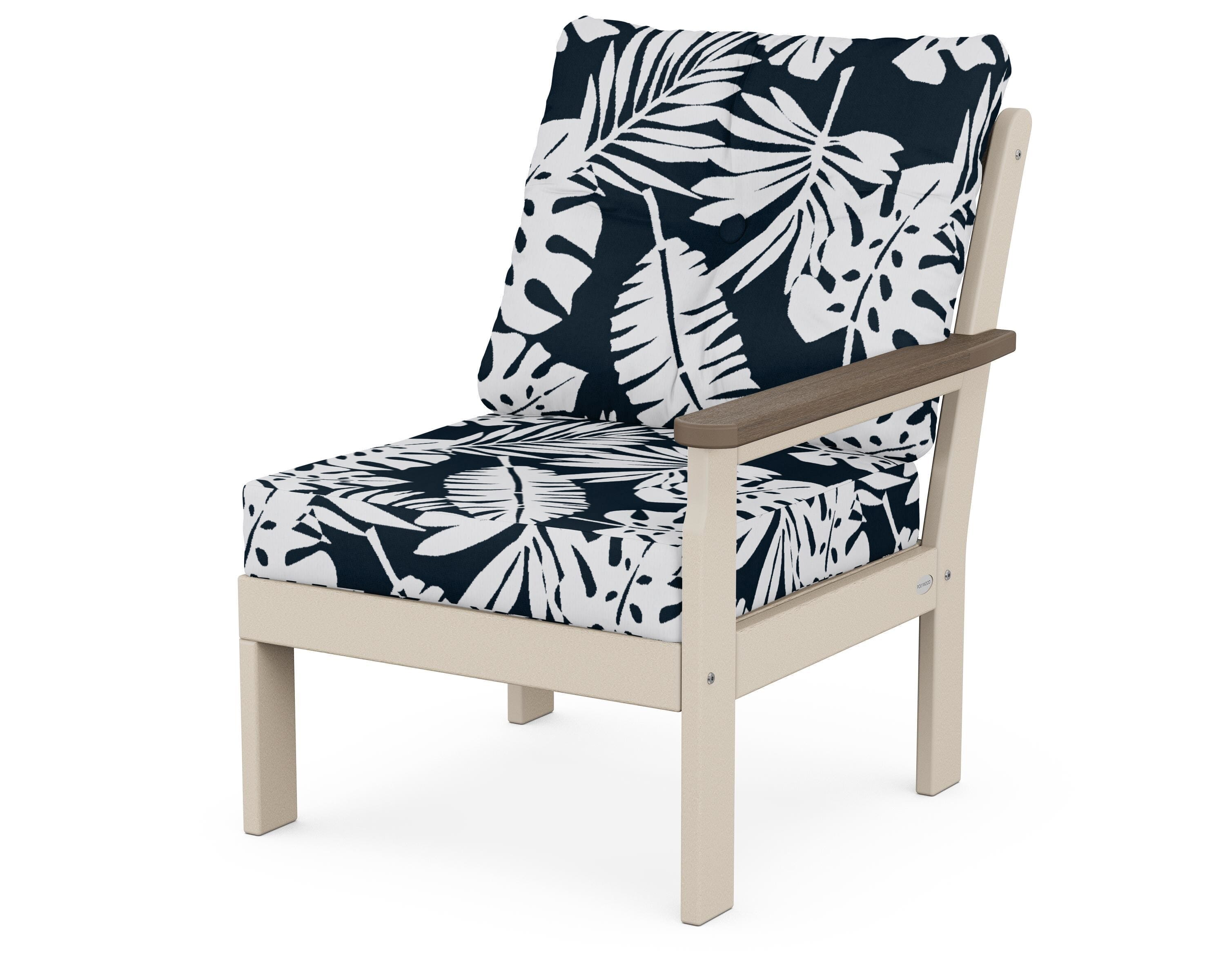 POLYWOOD® Vineyard Modular Right Arm Chair in Sand / Kona / Leaf Marine Indigo