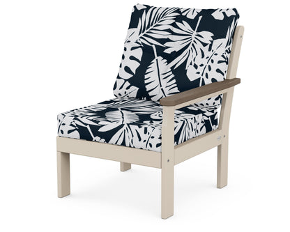 POLYWOOD® Vineyard Modular Right Arm Chair in Sand / Kona / Leaf Marine Indigo