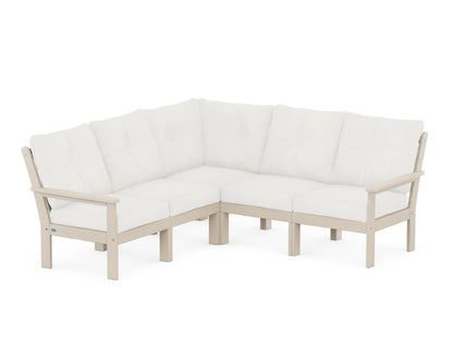 POLYWOOD® Vineyard 5-Piece Sectional in Sand / Natural Linen