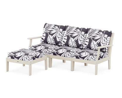 POLYWOOD® Braxton Modular 4-Piece Deep Seating Set with Ottoman in Sand / Leaf Navy