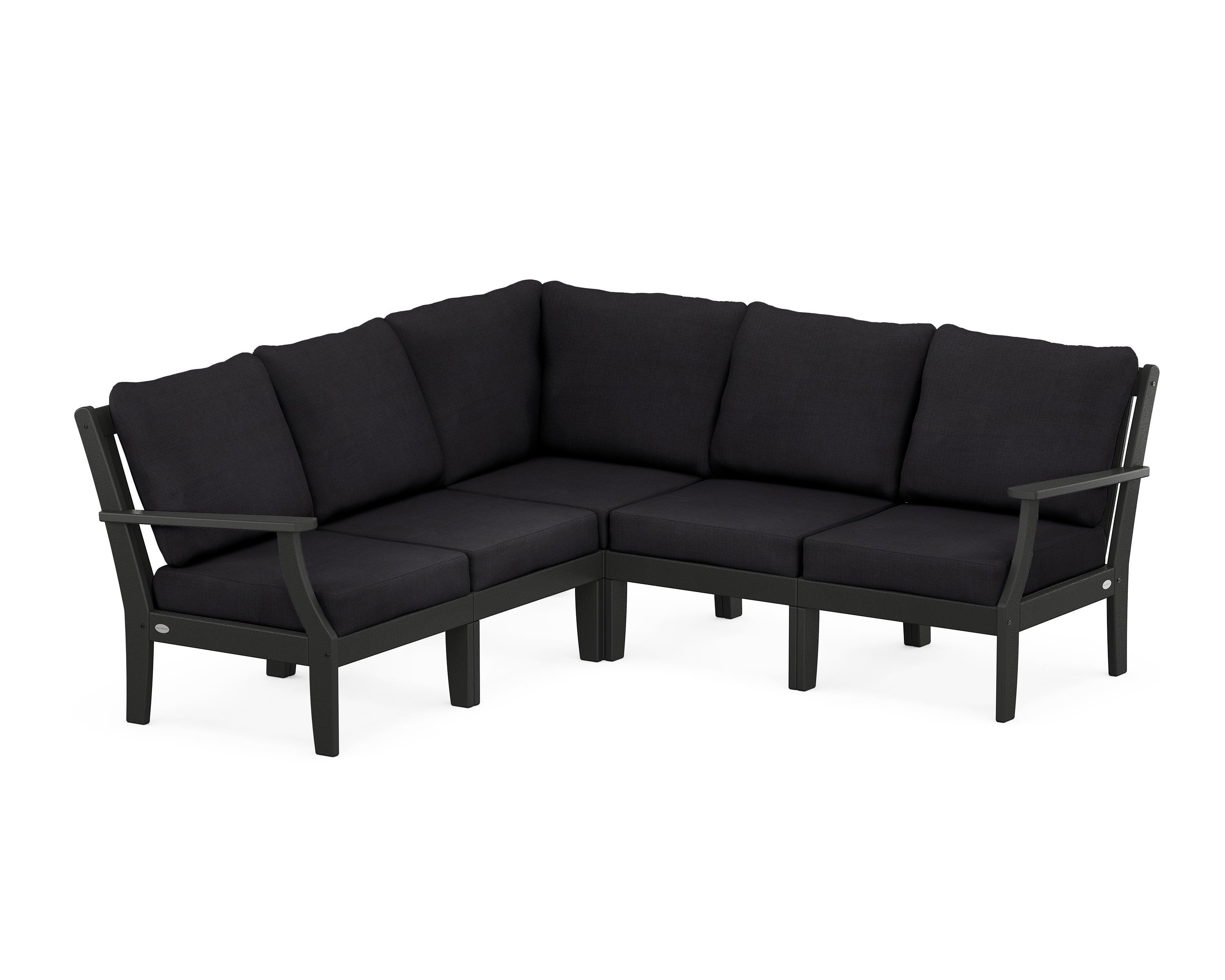 POLYWOOD® Braxton Modular 5-Piece Deep Seating Set in Black / Midnight Linen