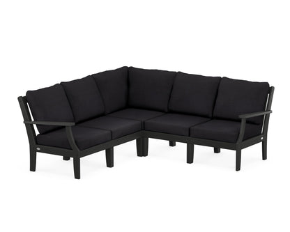 POLYWOOD® Braxton Modular 5-Piece Deep Seating Set in Black / Midnight Linen