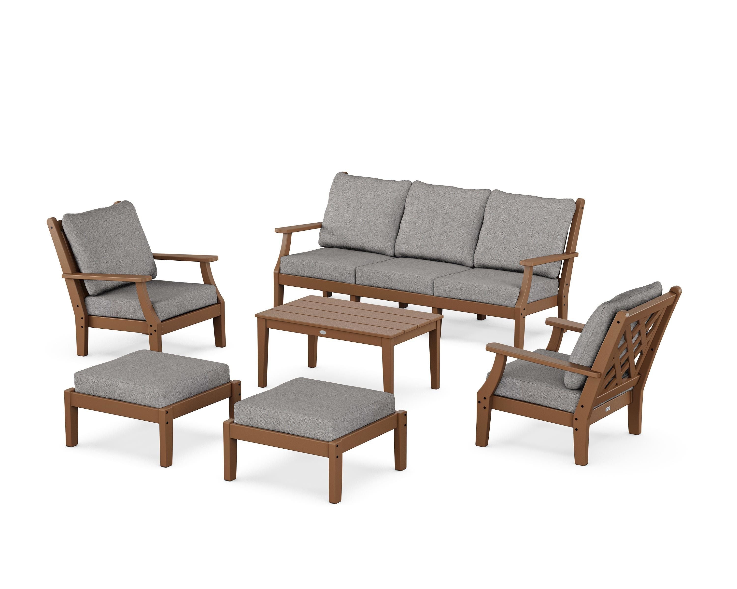 Country Living Wovendale 6-Piece Lounge Sofa Set in Teak / Grey Mist