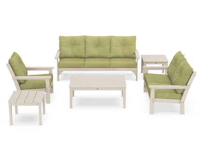 POLYWOOD® Vineyard 6-Piece Deep Seating Set in Sand / Chartreuse Boucle