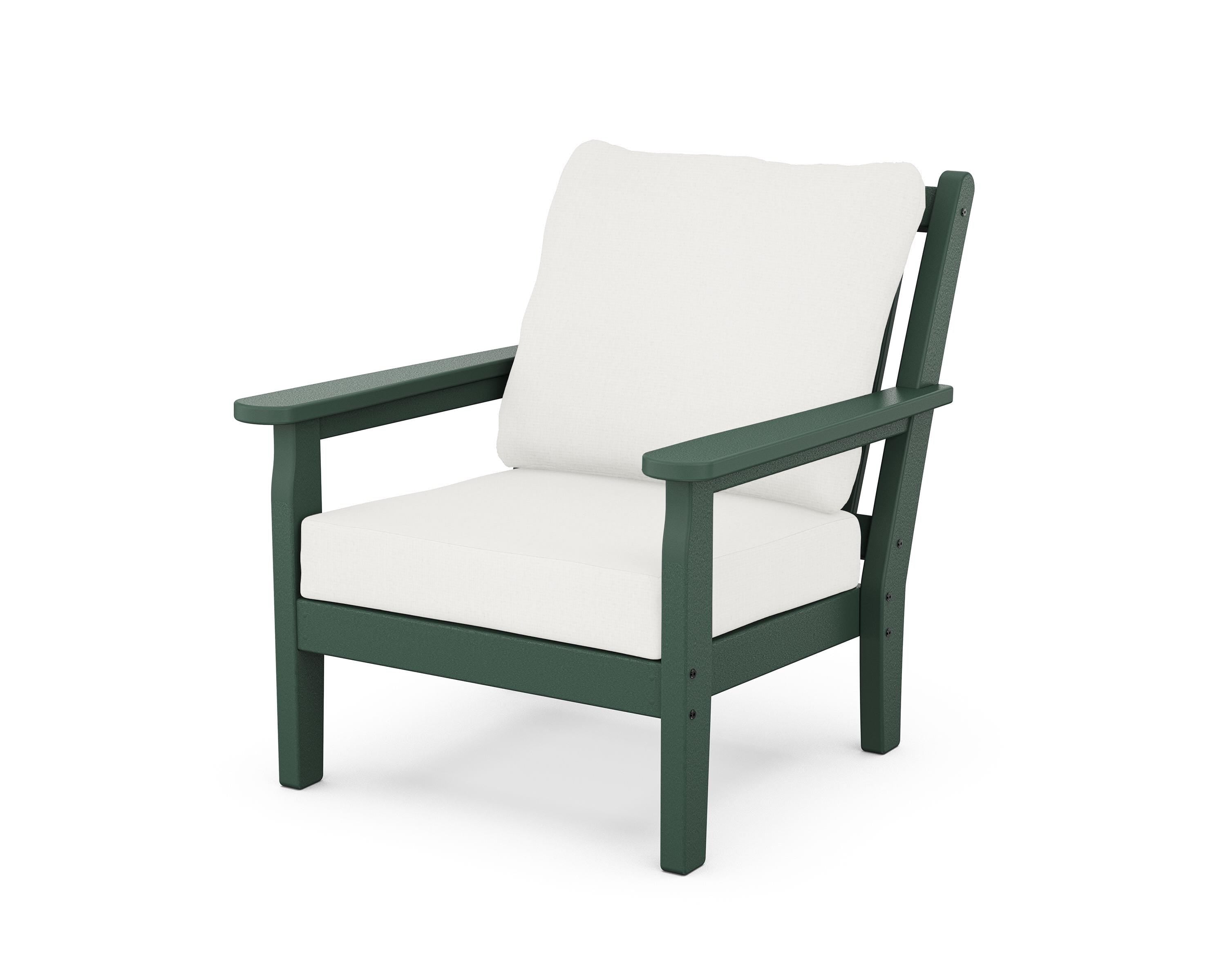 POLYWOOD® Chippendale Deep Seating Chair in Green / Natural Linen