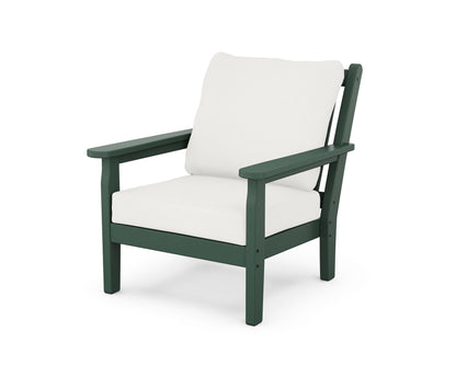 POLYWOOD® Chippendale Deep Seating Chair in Green / Natural Linen