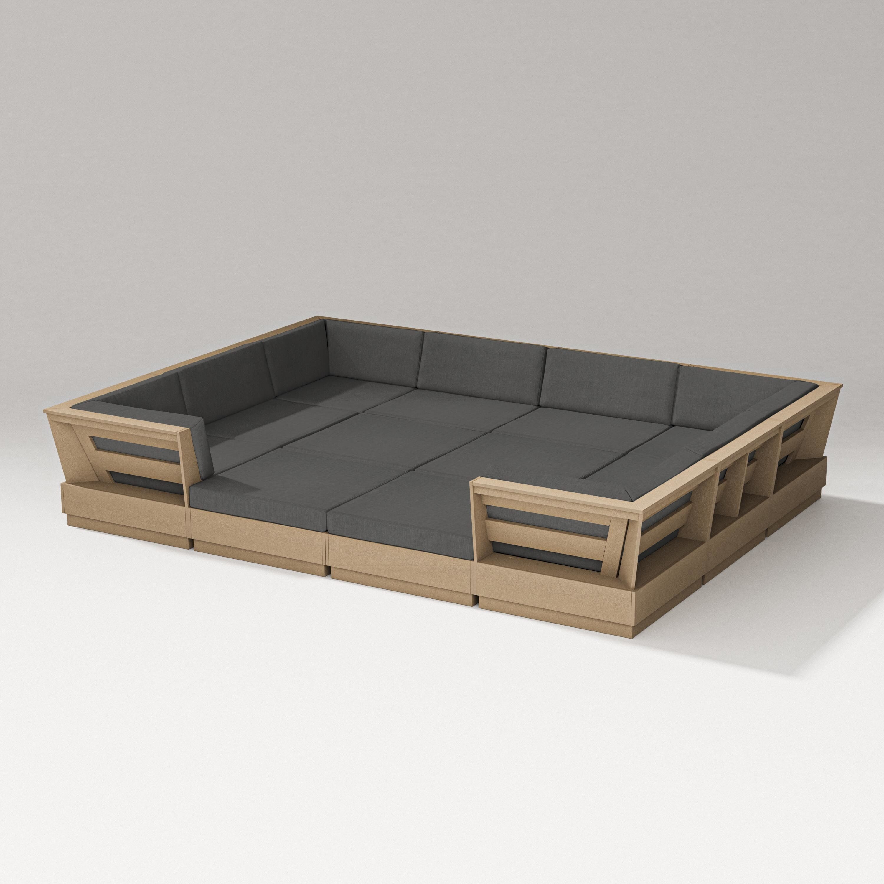 PW Designer Series Elevate 12-Piece Pit Sectional in Vintage Sahara / Spectrum Carbon