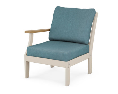 POLYWOOD® Braxton Modular Left Arm Chair in Sand / Natural / Ocean Teal