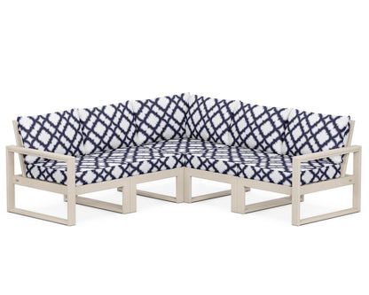 POLYWOOD® EDGE 5-Piece Modular Deep Seating Set in Sand / Trellis Navy