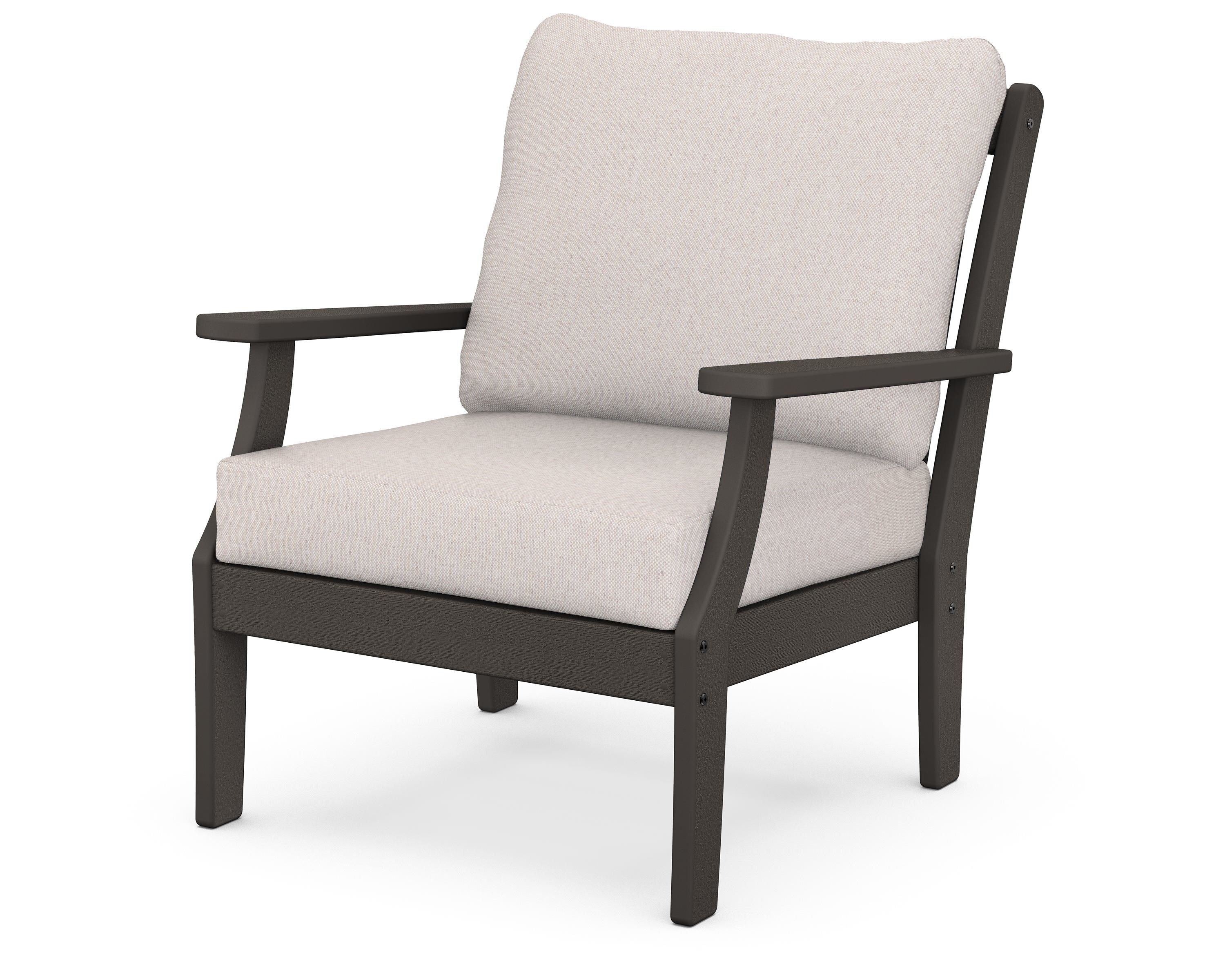 POLYWOOD® Braxton Deep Seating Chair in Vintage Coffee / Dune Burlap