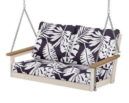 POLYWOOD® Vineyard Deep Seating Swing in Sand / Natural / Leaf Navy