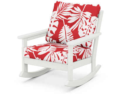POLYWOOD® Vineyard Deep Seating Rocking Chair in Vintage White / Leaf Crimson