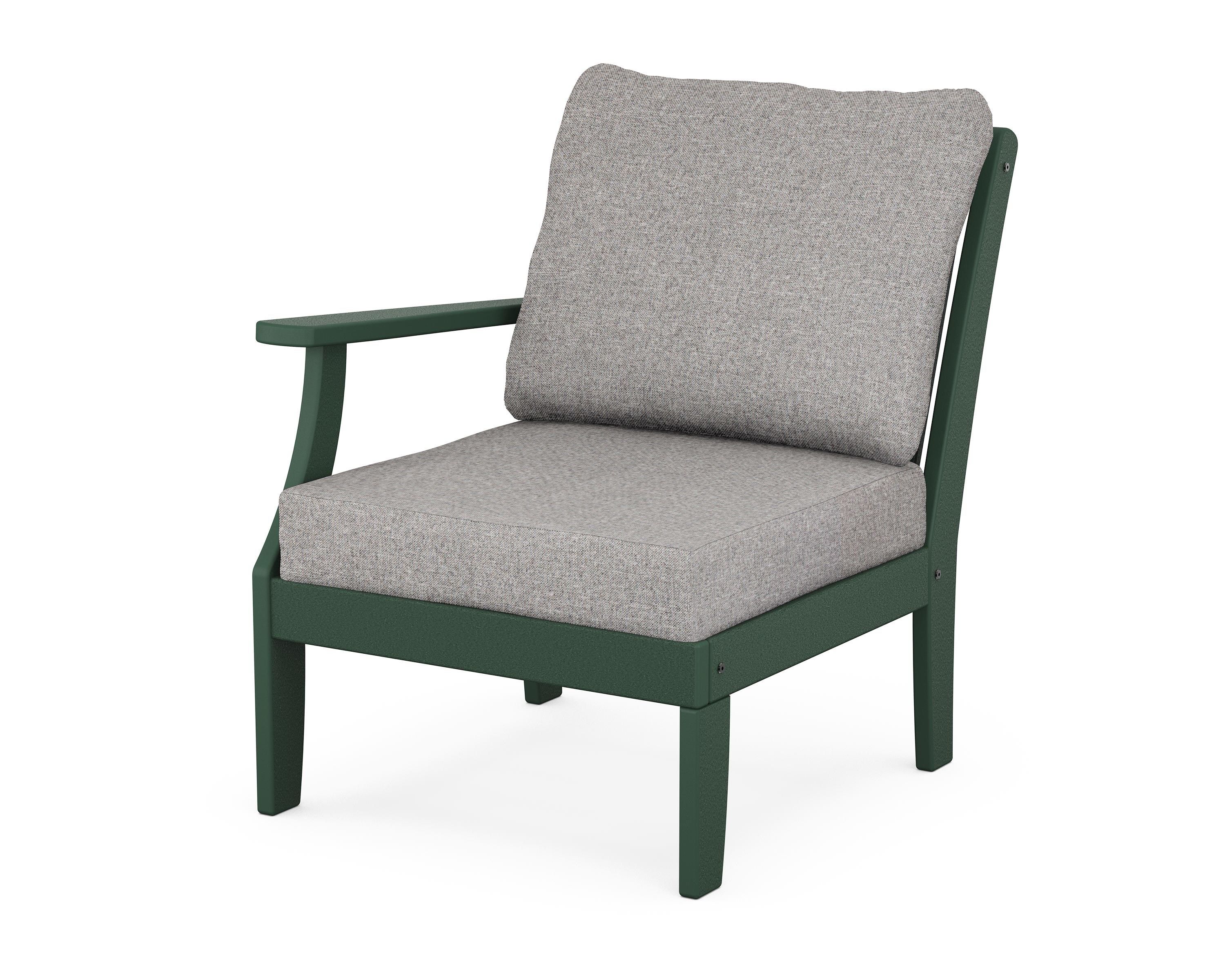 POLYWOOD® Braxton Modular Left Arm Chair in Green / Grey Mist