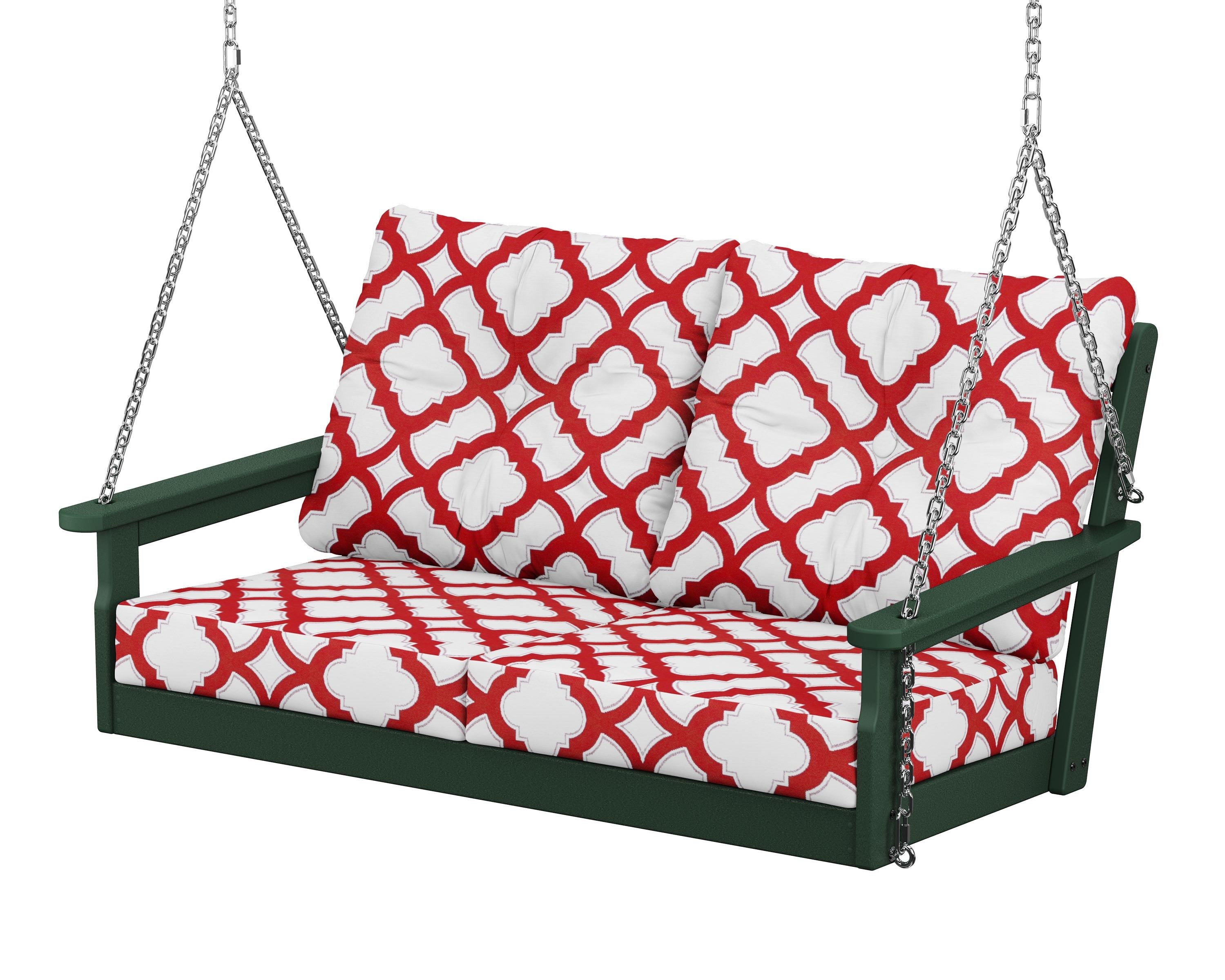 POLYWOOD® Vineyard Deep Seating Swing in Green / Trellis Crimson