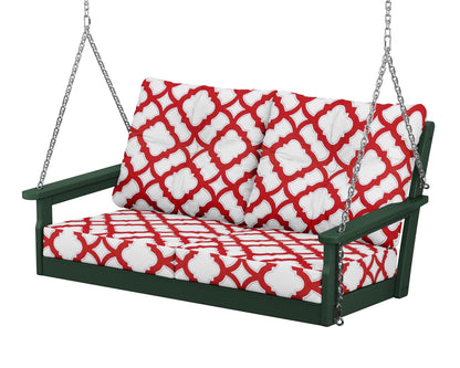 POLYWOOD® Vineyard Deep Seating Swing in Green / Trellis Crimson