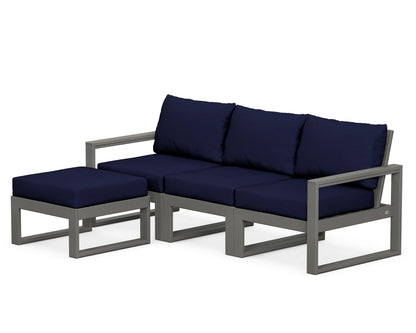 POLYWOOD® EDGE 4-Piece Modular Deep Seating Set with Ottoman in Slate Grey / Navy