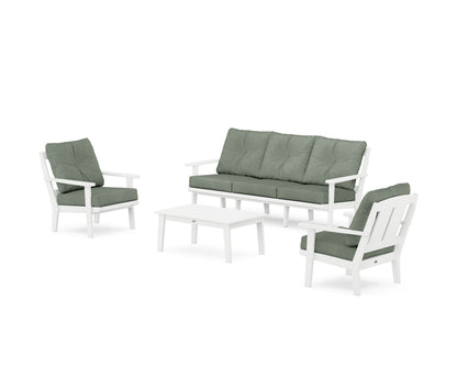 POLYWOOD® Mission 4-Piece Deep Seating Set with Sofa in White / Cast Sage
