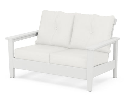 POLYWOOD® Prescott Deep Seating Loveseat in White / Natural Linen