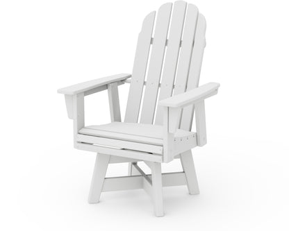 POLYWOOD® Vineyard Curveback Adirondack Swivel Dining Chair in White