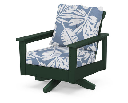 POLYWOOD® Prescott Deep Seating Swivel Chair in Green / Leaf Sky Blue
