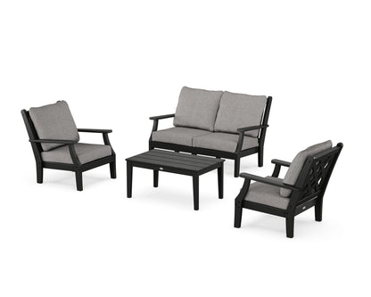 Country Living Wovendale 4-Piece Deep Seating Set with Loveseat in Black / Grey Mist