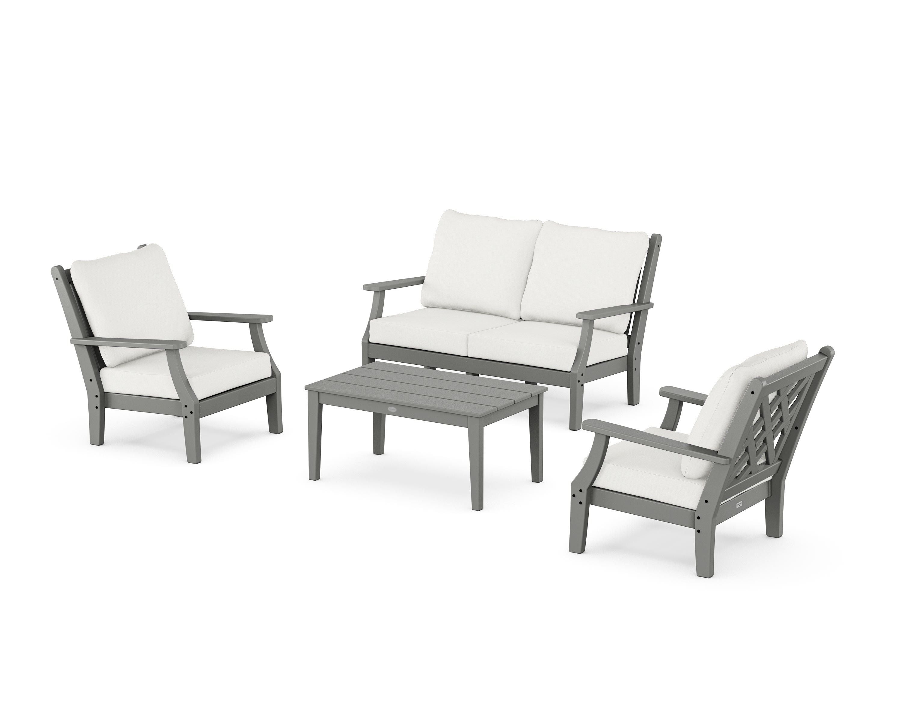 Country Living Wovendale 4-Piece Deep Seating Set with Loveseat in Slate Grey / Natural Linen