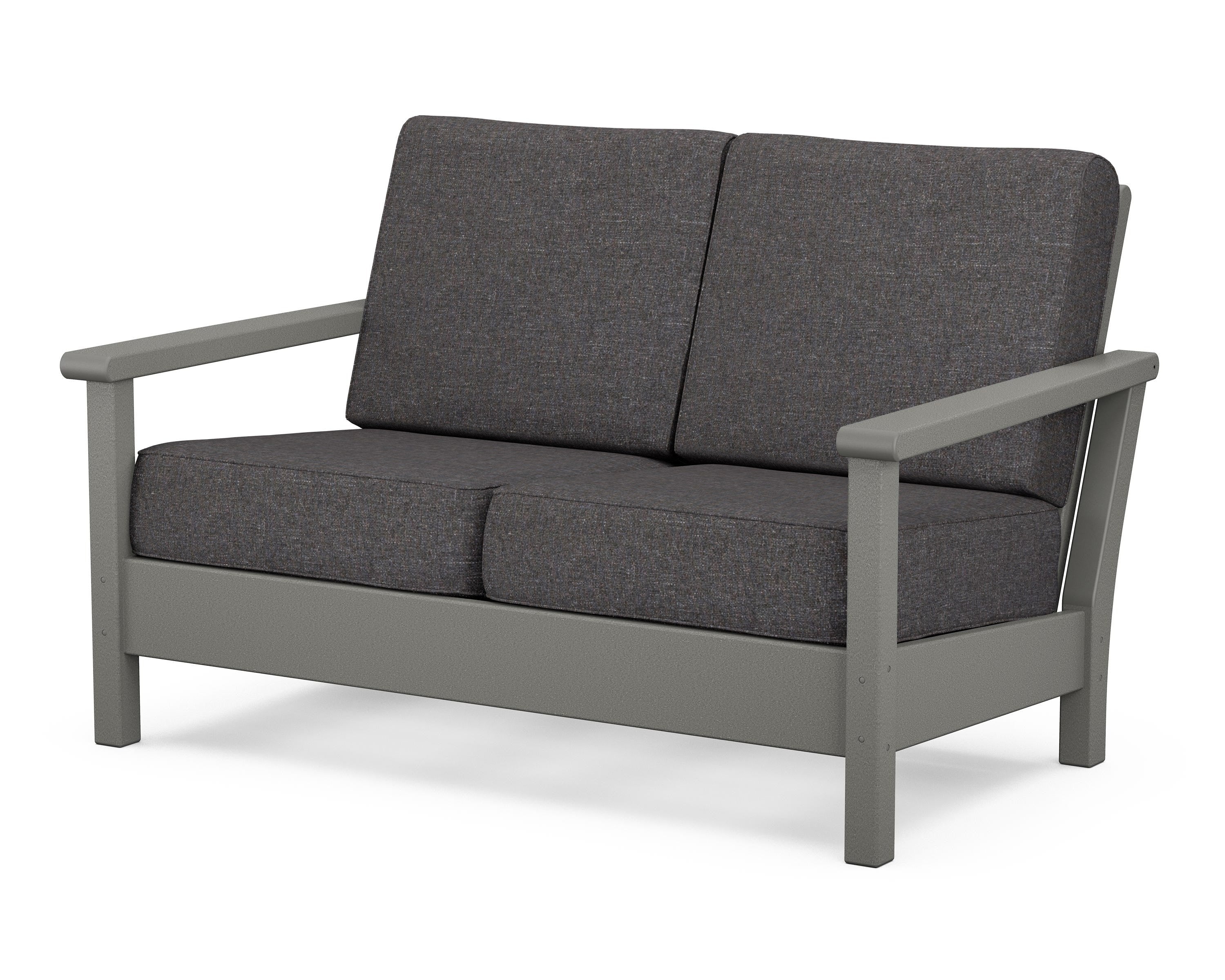 POLYWOOD® Harbour Deep Seating Loveseat in Slate Grey / Ash Charcoal