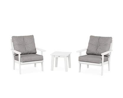 POLYWOOD® Mission 3-Piece Deep Seating Set in White / Grey Mist