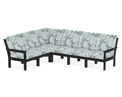 POLYWOOD® Vineyard 6-Piece Sectional in Black / Leaf Glacier Spa