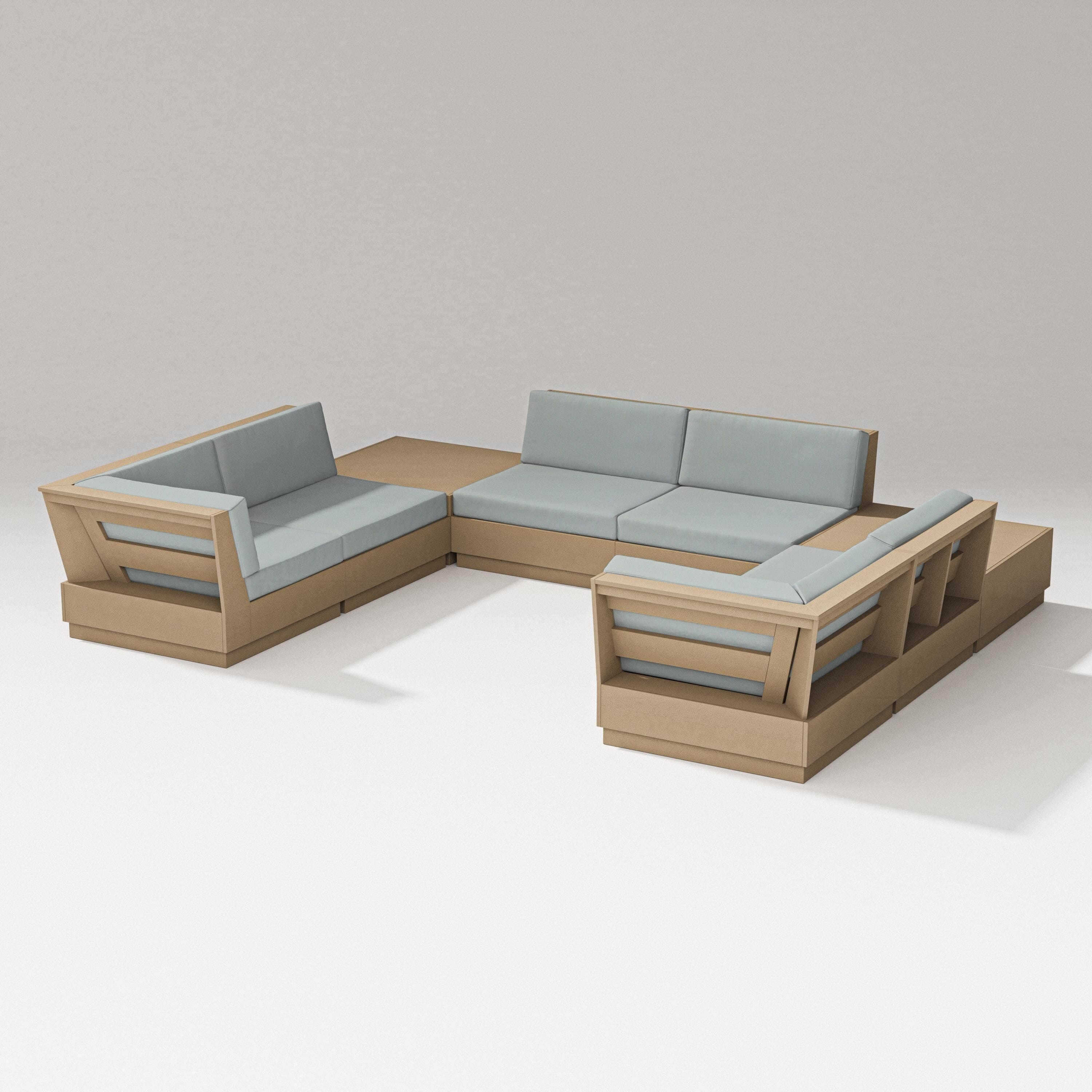 PW Designer Series Elevate 8-Piece U-Shaped Sectional in Vintage Sahara / Spa