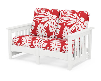 POLYWOOD® Club Mission Loveseat in White / Leaf Crimson