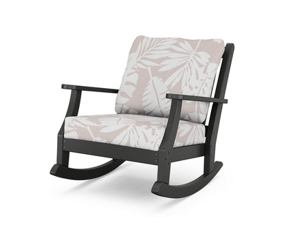 Country Living Wovendale Deep Seating Rocking Chair in Black / Leaf Dune Burlap