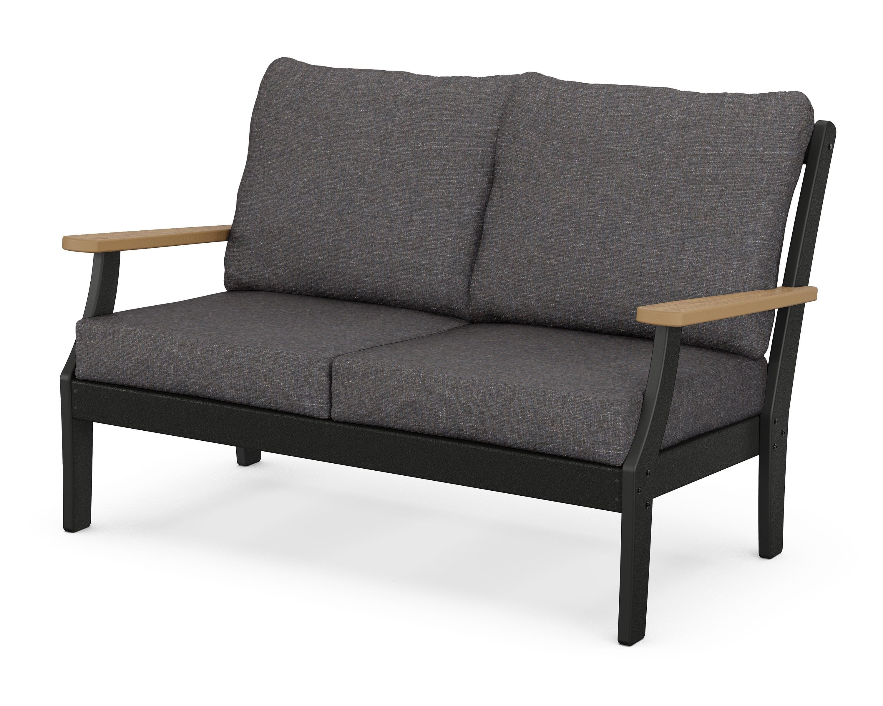 POLYWOOD® Braxton Deep Seating Loveseat in Black / Natural / Ash Charcoal