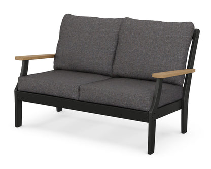 POLYWOOD® Braxton Deep Seating Loveseat in Black / Natural / Ash Charcoal