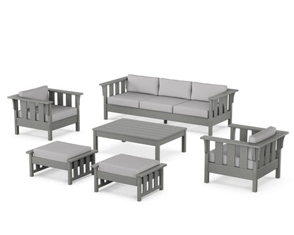 Martha Stewart by POLYWOOD® Acadia 6-Piece Lounge Sofa Set in Slate Grey / Granite