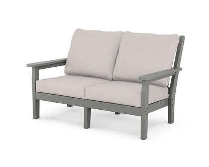 POLYWOOD® Chippendale Deep Seating Loveseat in Slate Grey / Dune Burlap