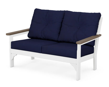 POLYWOOD® Vineyard Deep Seating Loveseat in White / Kona / Navy