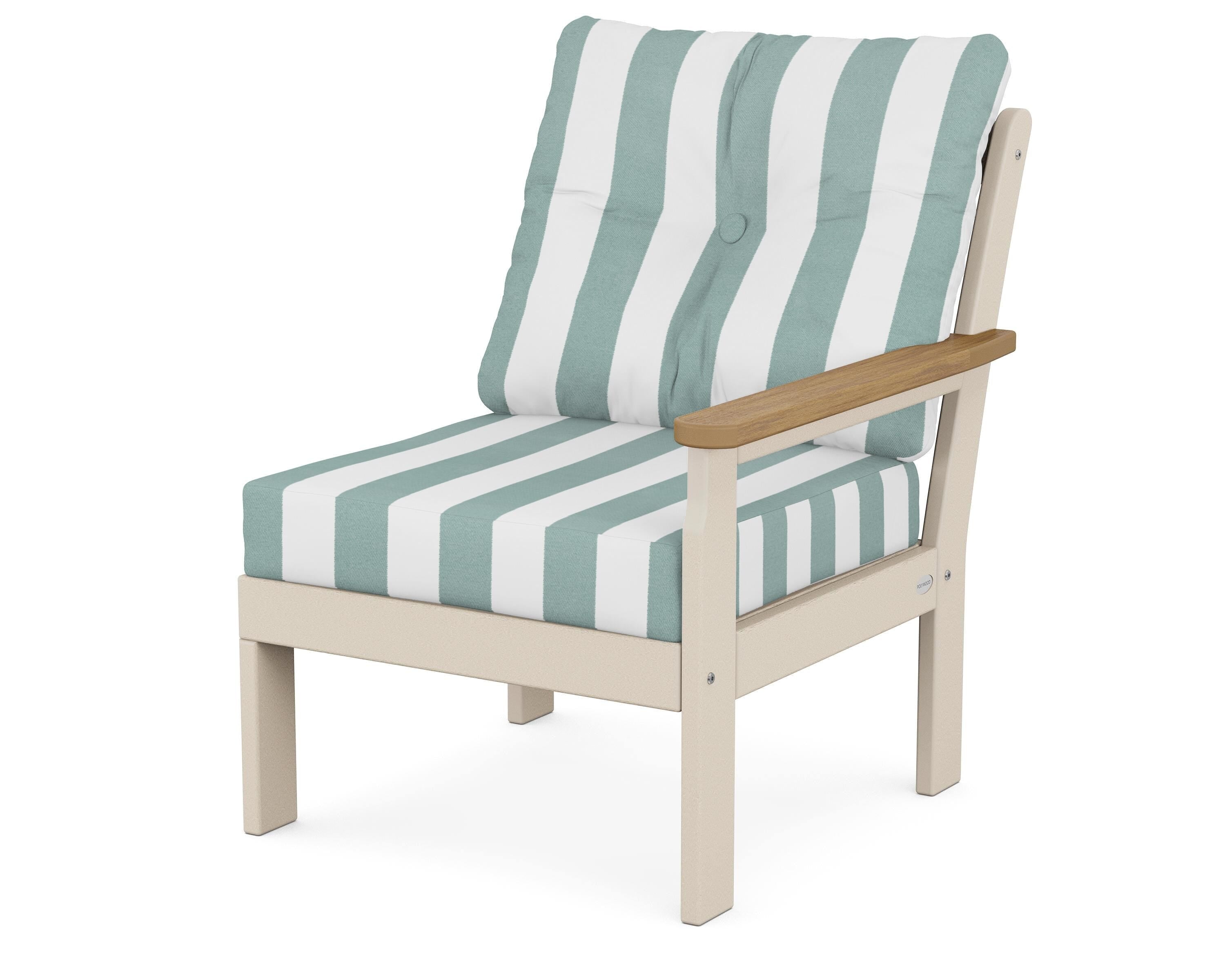POLYWOOD® Vineyard Modular Right Arm Chair in Sand / Natural / Cabana Stripe Glacier Spa