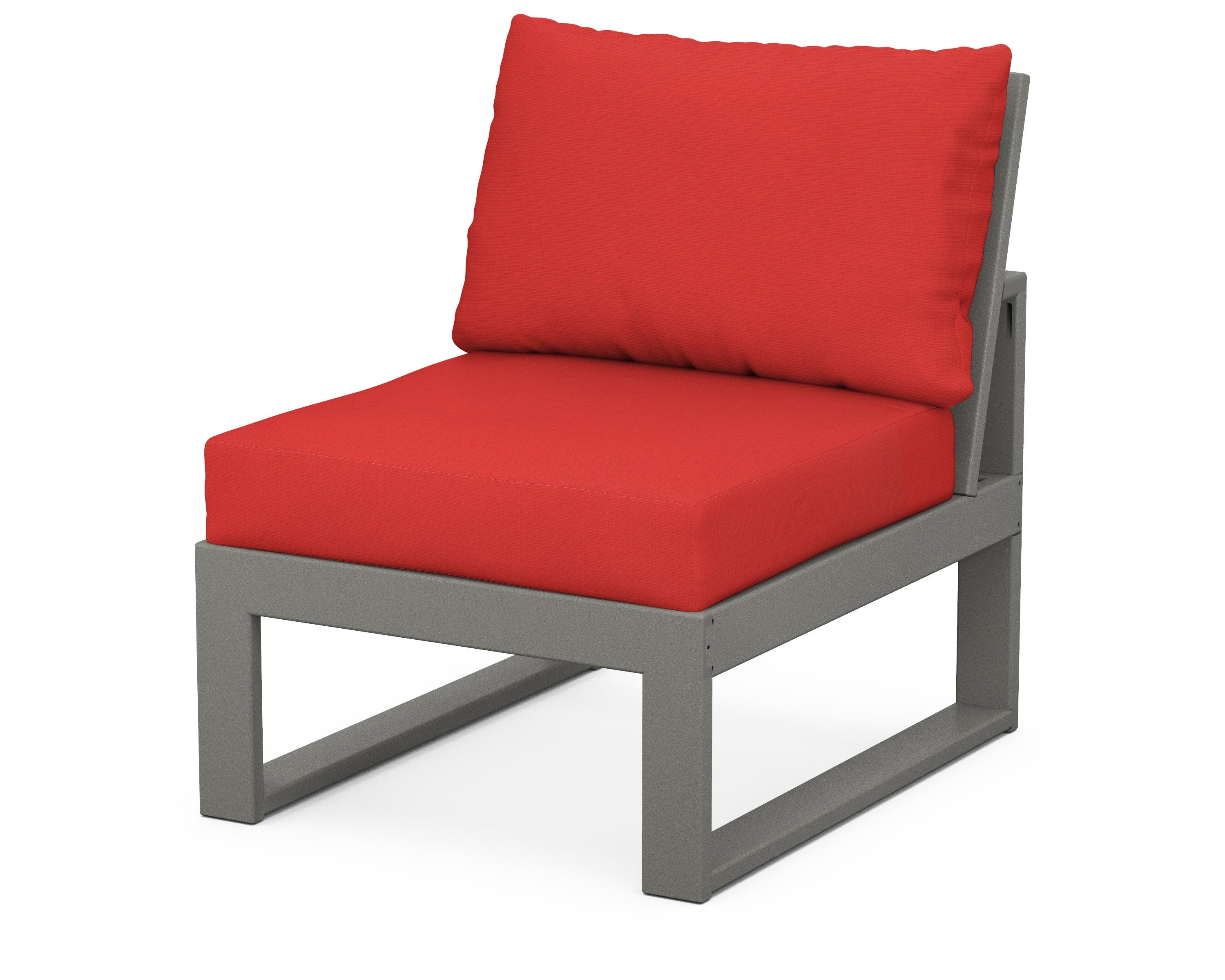 Unbranded Modular Armless Chair in Slate Grey / Crimson Linen