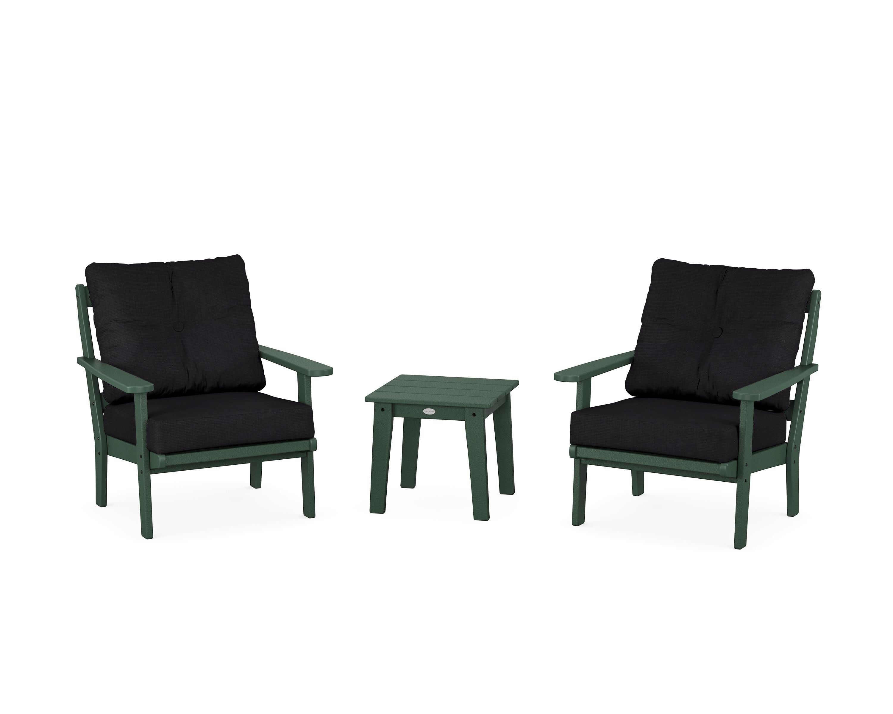 POLYWOOD® Mission 3-Piece Deep Seating Set in Green / Midnight Linen